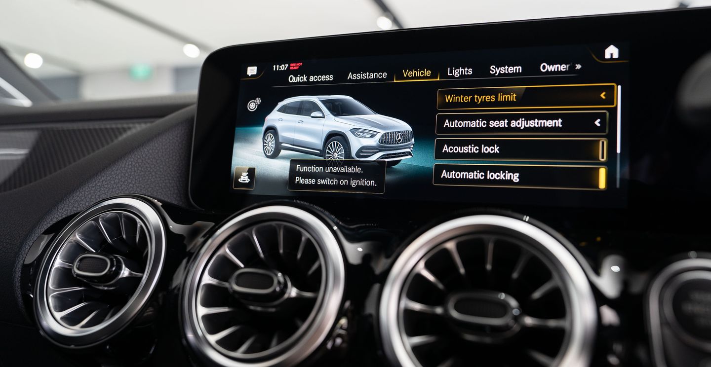 The combination of sporty design and sophisticated details is also featured in the MBUX infotainment system with its innovative operating and display concept.