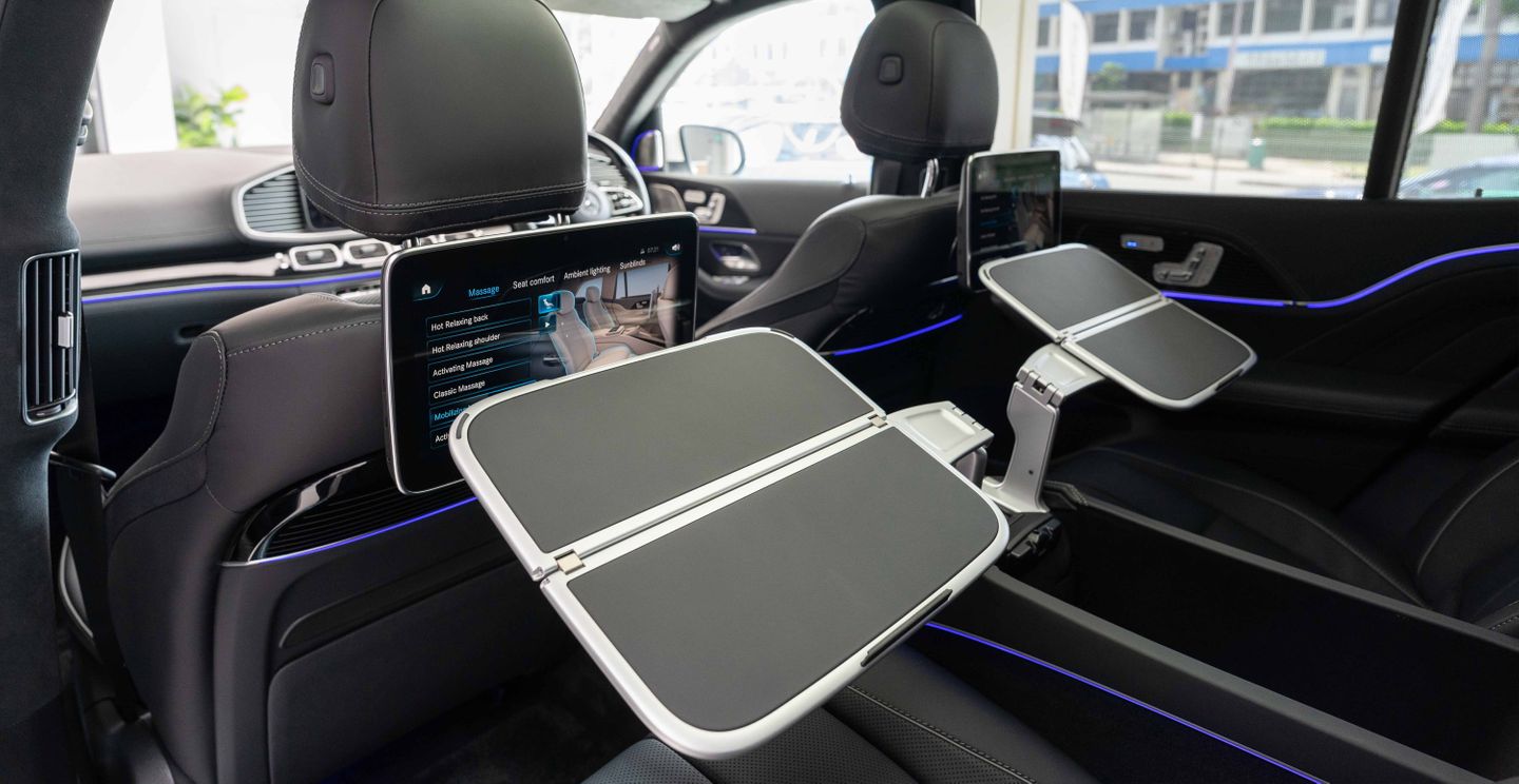 Folding tables in rear